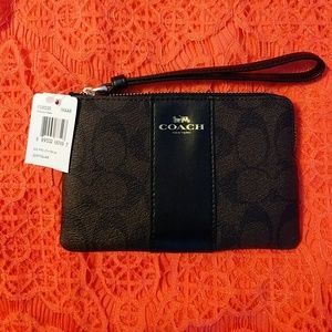Coach Dark Brown Wristlet NWT